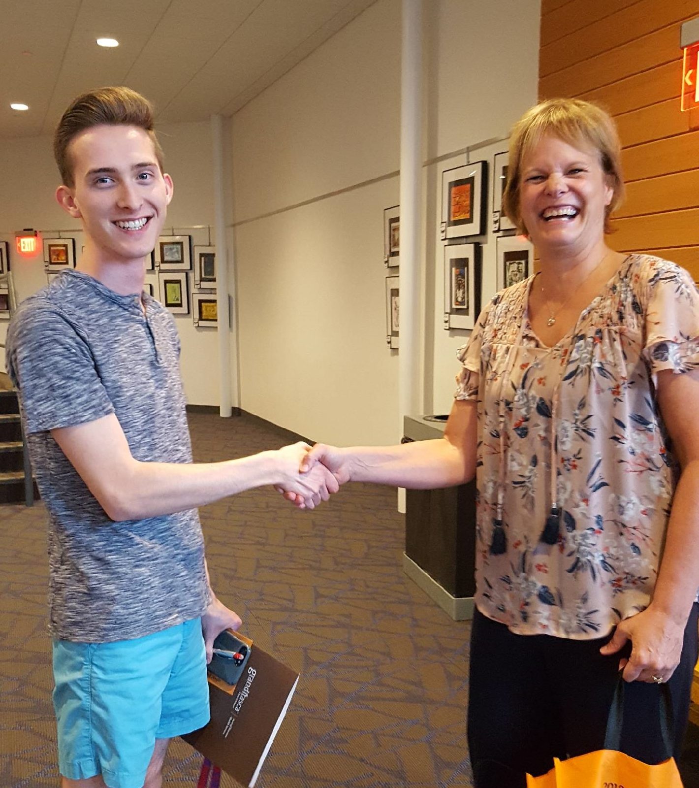 Chevy Gambill, Grand Rapids High School student with Blandin Foundation grants officer Linda Gibeau